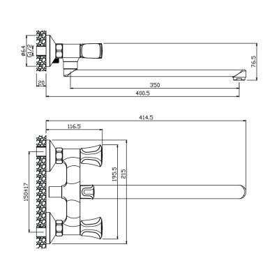 Смеситель для ванны с длинным изливом VASCO 27231VS ( 21950 )