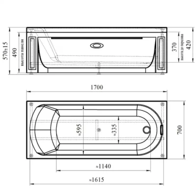 Аврора 170х70х42 фронтальная панель с креплением 2-21-0-0-0-228 ( 22909 )