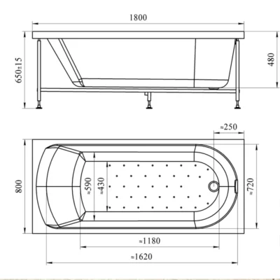 Николь 180х80 фронтальная панель с креплением 2-21-0-0-0-210 ( 23723 )