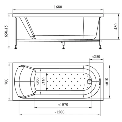 Николь 168х70 торцевая панель с креплением левая 2-31-0-1-0-240 ( 23881 )