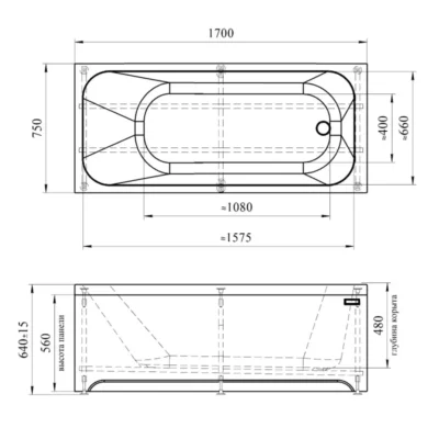 Прованс 170х90 / Прованс 170х80 / Прованс 170х75 фронтальная панель к ванне 1-21-0-0-0-187 ( 28987 )