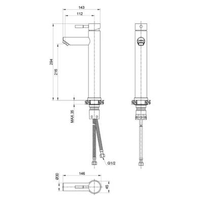 Смеситель для накладной раковины нержавеющая сталь BALEAR 13133BL ( 29861 )