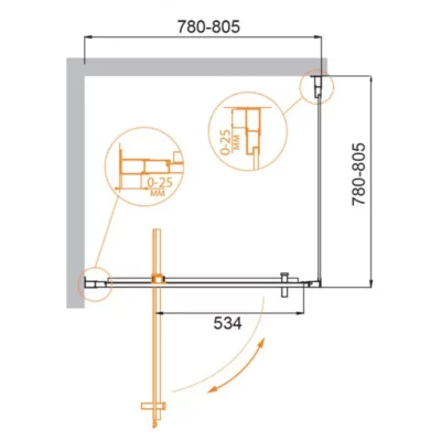 Душевой уголок 800х800х1950 MOLVENO-A-1-80-C-Cr-IV ( 33470 )