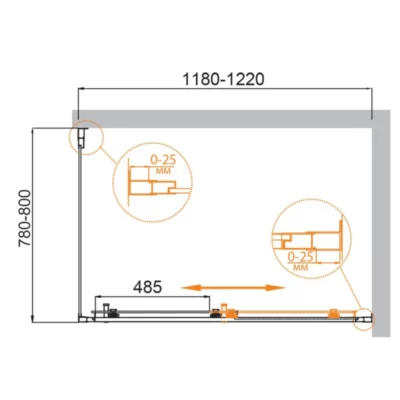 Душевой уголок 1200х800х1950 MOLVENO-AH-11-120/80-C-Cr-IV ( 33492 )