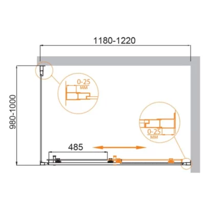 Душевой уголок 1200х1000х1950 MOLVENO-AH-11-120/100-C-Cr-IV ( 33496 )