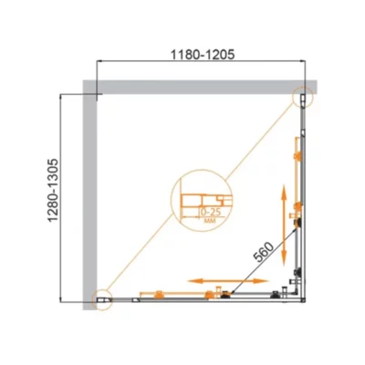 Душевой уголок 1300х1200х1950 MOLVENO-AH-22-130/120-C-Cr-IV ( 33524 )