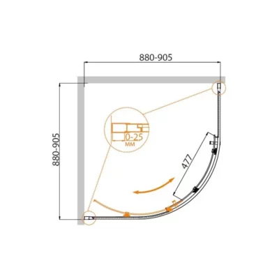 Душевой уголок 900х900х1950 MOLVENO-R-1-90-C-Cr-IV ( 33526 )