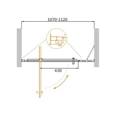 Душевая дверь 1100х1950 MOLVENO-BA-11-90+20-C-Cr-IV ( 33606 )