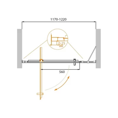 Душевая дверь 1200х1950 MOLVENO-BA-11-100+20-C-Cr-IV ( 33608 )