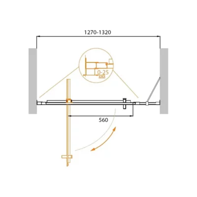 Душевая дверь 1300х1950 MOLVENO-BA-11-100+30-C-Cr-IV ( 33609 )