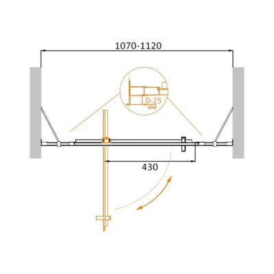 Душевая дверь 1100х1950 MOLVENO-BA-12-70+40-C-Cr-IV ( 33610 )