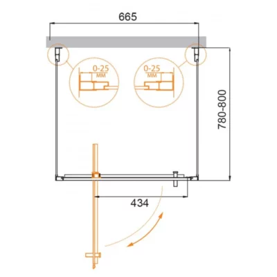 Душевой уголок 700х800х1950 MOLVENO-BA2-70/80-C-Cr-IV ( 33622 )