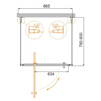 Душевой уголок 900х800х1950 MOLVENO-BA2-90/80-C-Cr-IV ( 33624 )