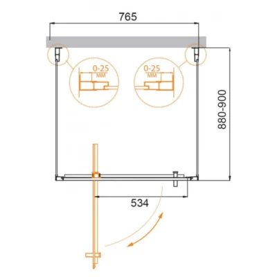 Душевой уголок 800х900х1950 MOLVENO-BA2-80/90-C-Cr-IV ( 33626 )