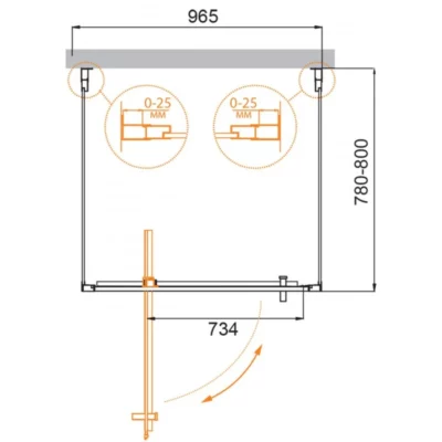 Душевой уголок 1000х800х1950 MOLVENO-BA2-100/80-C-Cr-IV ( 33628 )