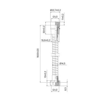 Шланг для душа, EPDM, 1,6 м, 130, Milardo, 130S160M19 ( 33940 )