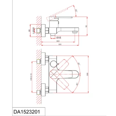 Смеситель для ванны с душем D&K Bayern.Fürth короткий излив черный DA1523205 ( 34010 )