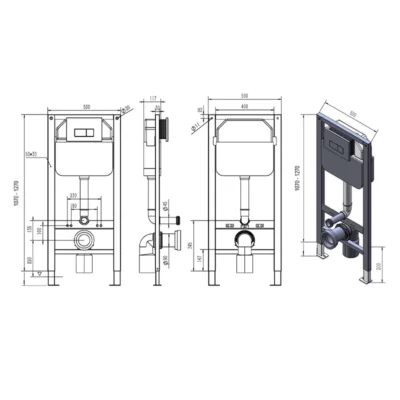 Инсталляция рамная скр.монтажа D&K 500*117*1270мм, для подвесного унитаза, универсальная DI8050127 ( 34017 )