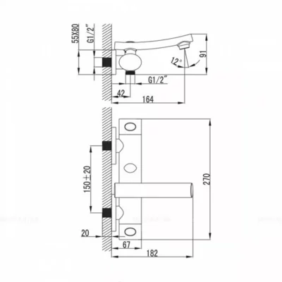 Смеситель для ванны, 27164Х4, Vico, комплектный ( 6470 )